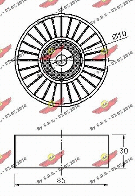 Deflection/Guide Pulley, V-ribbed belt