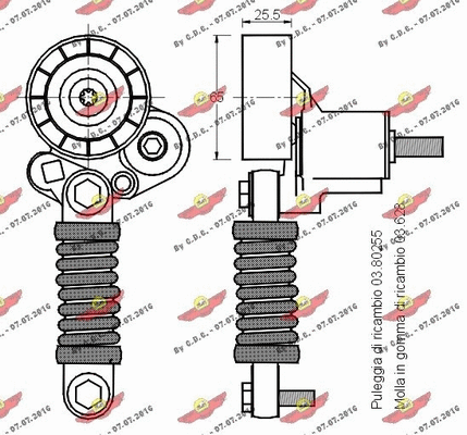 Belt Tensioner, V-ribbed belt