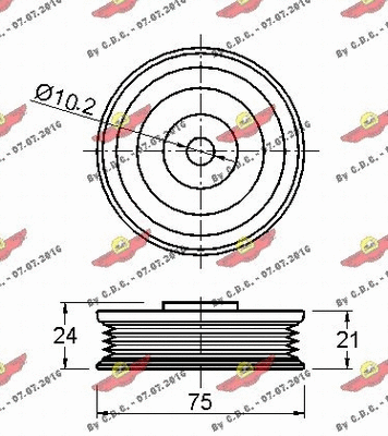 Deflection/Guide Pulley, V-ribbed belt