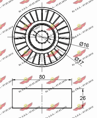 Deflection/Guide Pulley, V-ribbed belt