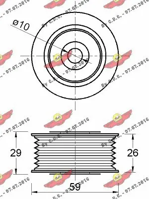 Deflection/Guide Pulley, V-ribbed belt