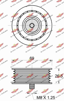 Deflection/Guide Pulley, V-ribbed belt