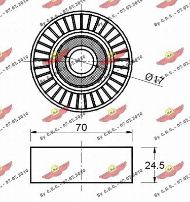 Deflection/Guide Pulley, V-ribbed belt