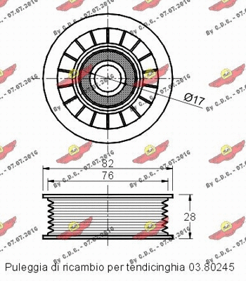 Deflection/Guide Pulley, V-ribbed belt
