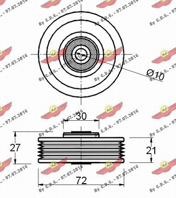 Deflection/Guide Pulley, V-ribbed belt
