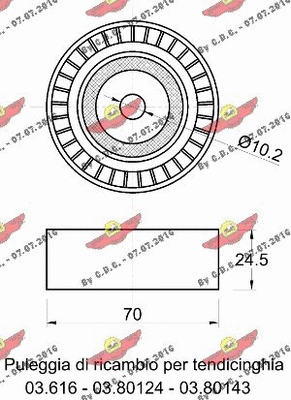 Deflection/Guide Pulley, V-ribbed belt