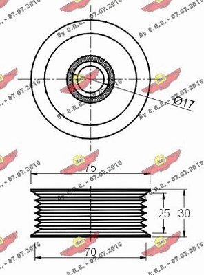 Deflection/Guide Pulley, V-ribbed belt