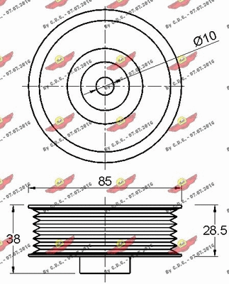 Deflection/Guide Pulley, V-ribbed belt