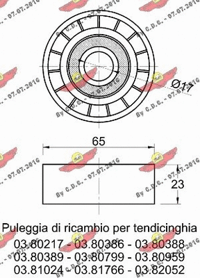 Deflection/Guide Pulley, V-ribbed belt