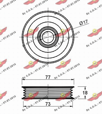Deflection/Guide Pulley, V-ribbed belt