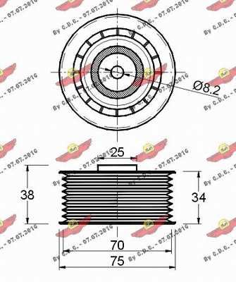 Deflection/Guide Pulley, V-ribbed belt