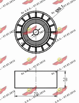 Deflection/Guide Pulley, V-ribbed belt