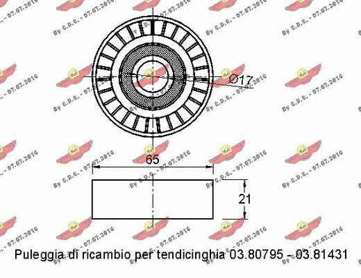 Deflection/Guide Pulley, V-ribbed belt