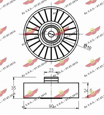 Deflection/Guide Pulley, V-ribbed belt