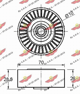 Deflection/Guide Pulley, V-ribbed belt