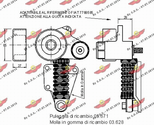 Belt Tensioner, V-ribbed belt