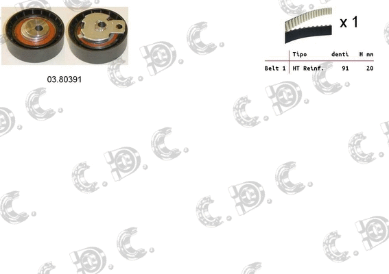 Tensioner Pulley, timing belt (03.80391K)