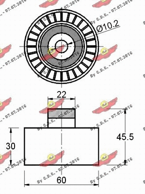 Deflection/Guide Pulley, V-ribbed belt