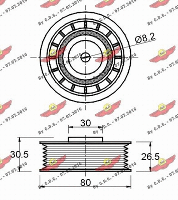 Deflection/Guide Pulley, V-ribbed belt