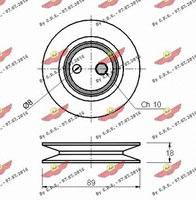 Deflection/Guide Pulley, V-ribbed belt