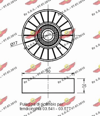 Deflection/Guide Pulley, V-ribbed belt