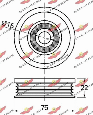 Deflection/Guide Pulley, V-ribbed belt