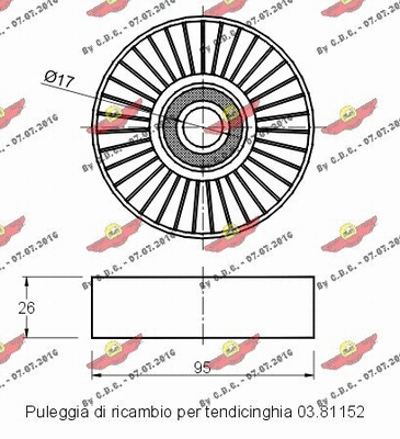 Deflection/Guide Pulley, V-ribbed belt