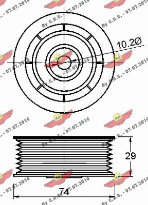 Deflection/Guide Pulley, V-ribbed belt