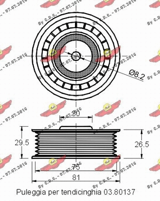 Deflection/Guide Pulley, V-ribbed belt