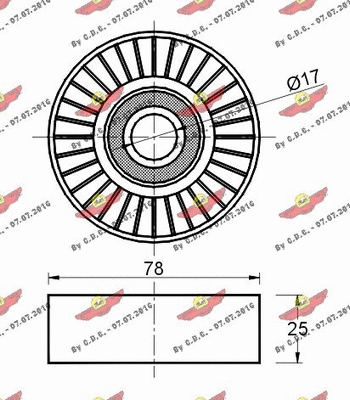 Deflection/Guide Pulley, V-ribbed belt