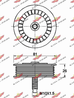 Deflection/Guide Pulley, V-ribbed belt