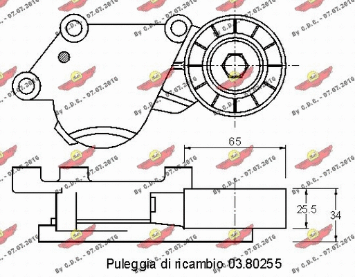 Deflection/Guide Pulley, V-ribbed belt