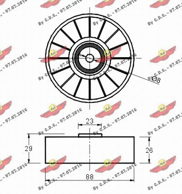 Deflection/Guide Pulley, V-ribbed belt