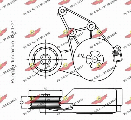 Belt Tensioner, V-ribbed belt