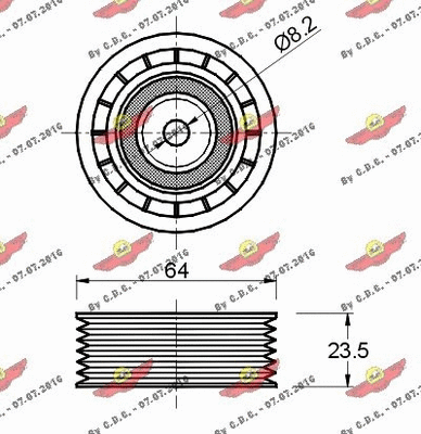 Deflection/Guide Pulley, V-ribbed belt