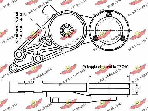 Belt Tensioner, V-ribbed belt