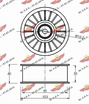 Deflection/Guide Pulley, V-ribbed belt