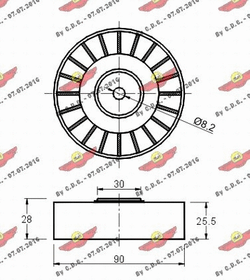Deflection/Guide Pulley, V-ribbed belt