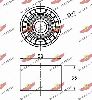 Deflection/Guide Pulley, V-ribbed belt