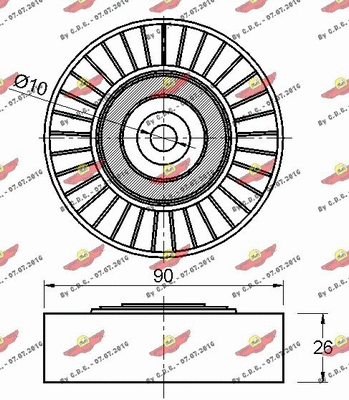 Deflection/Guide Pulley, V-ribbed belt
