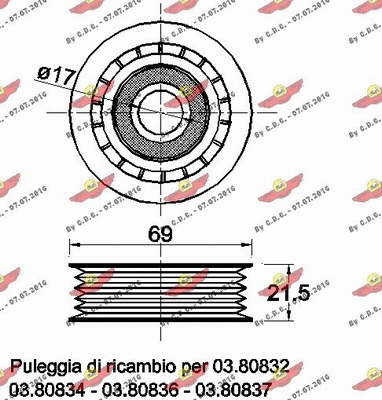 Deflection/Guide Pulley, V-ribbed belt