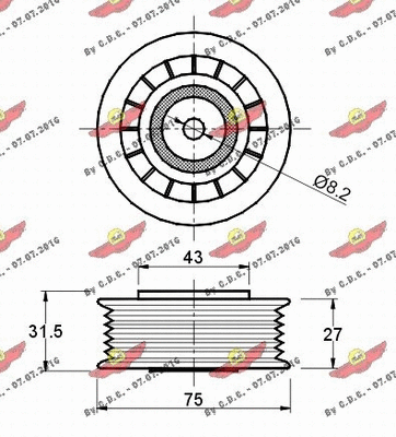 Deflection/Guide Pulley, V-ribbed belt