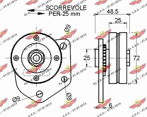 Deflection/Guide Pulley, V-ribbed belt
