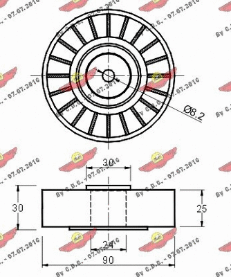 Deflection/Guide Pulley, V-ribbed belt