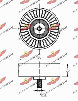 Deflection/Guide Pulley, V-ribbed belt
