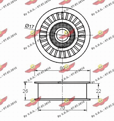 Deflection/Guide Pulley, V-ribbed belt