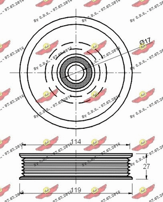 Deflection/Guide Pulley, V-ribbed belt