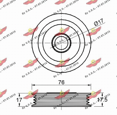 Deflection/Guide Pulley, V-ribbed belt