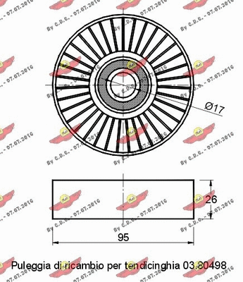 Deflection/Guide Pulley, V-ribbed belt