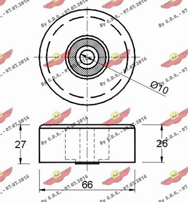 Deflection/Guide Pulley, V-ribbed belt